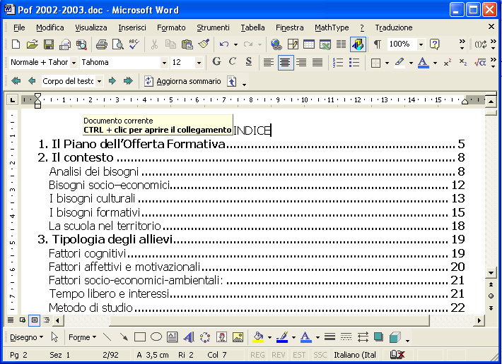 Differenza Tra Indice E Sommario Word