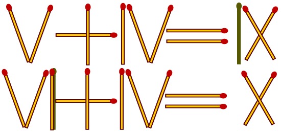 Soluzione del gioco coi fiammiferi: 5+4=9