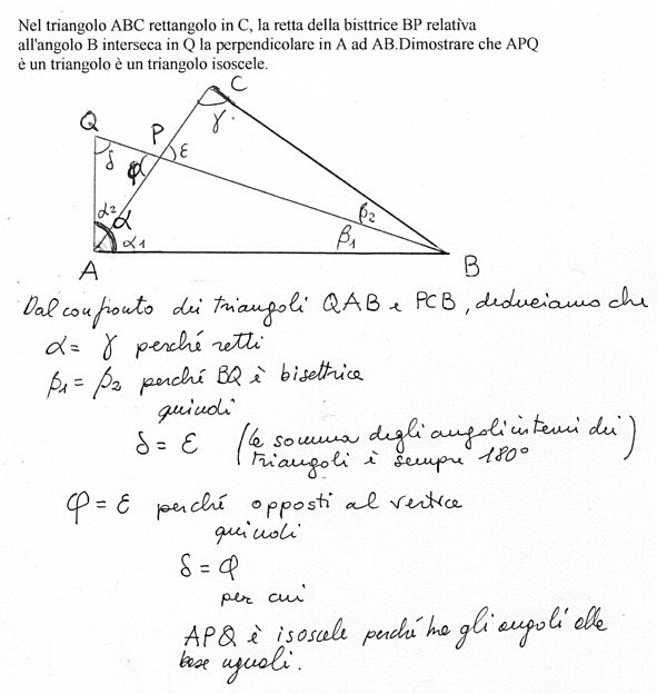 Nel triangolo ABC rettangolo in C, la retta della bisettrice BP relativa all'angolo B interseca Nel triangolo ABC rettangolo in C, la retta della bisettrice BP relativa all'angolo B interseca
